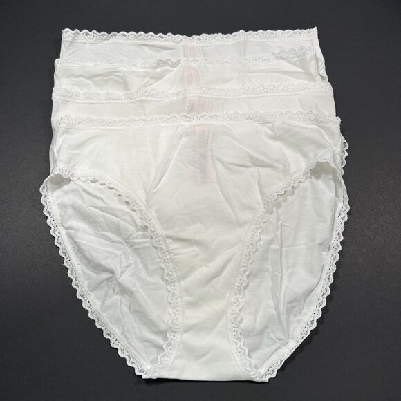 Victoria Secret Large L Brief Panties High Waist High Leg Cotton White Lot of 4 - Picture 1 of 6